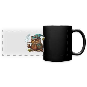 Eulen-Weisheit - Panorama-Tasse farbig - Schwarz - Vorne