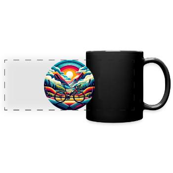 Road bike, gravel scenic landscape - Full Colour Panoramic Mug - black - Front