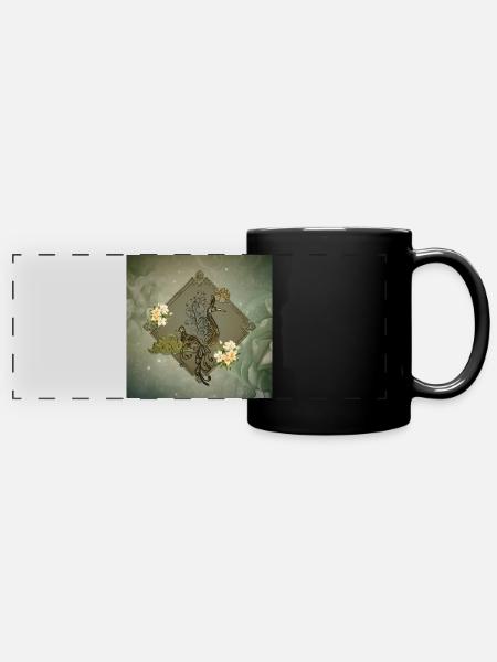 Einzigartige Fantasy-Vögel - Panorama-Tasse farbig - Schwarz
