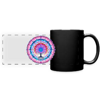 Arbre des couleurs du mandala - Mug panoramique uni - noir - Devant