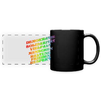 DEMOKRATIE SOLIDARITÄT VIELFALT - Panorama-Tasse farbig - Schwarz - Vorne