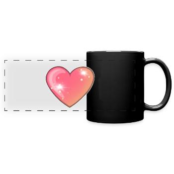 Funkelndes rosa Herz Illustration - Panorama-Tasse farbig - Schwarz - Vorne