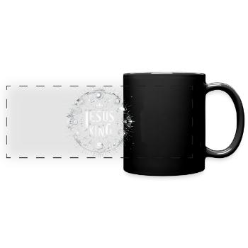 Jesus ist König Kreisdesign - Panorama-Tasse farbig - Schwarz - Vorne