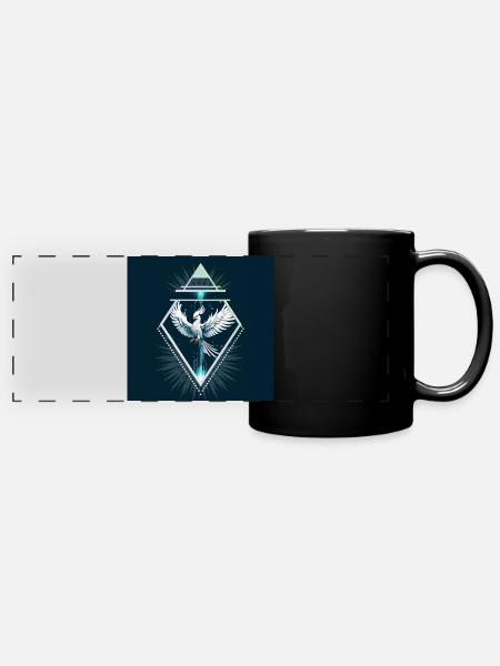Wunderbarer weißer Fantasy-Phönix. - Panorama-Tasse farbig - Schwarz