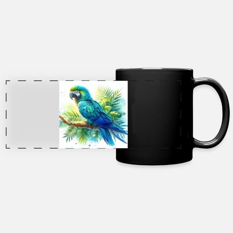 Aquarelle Ara bleu - Mug panoramique uni - noir
