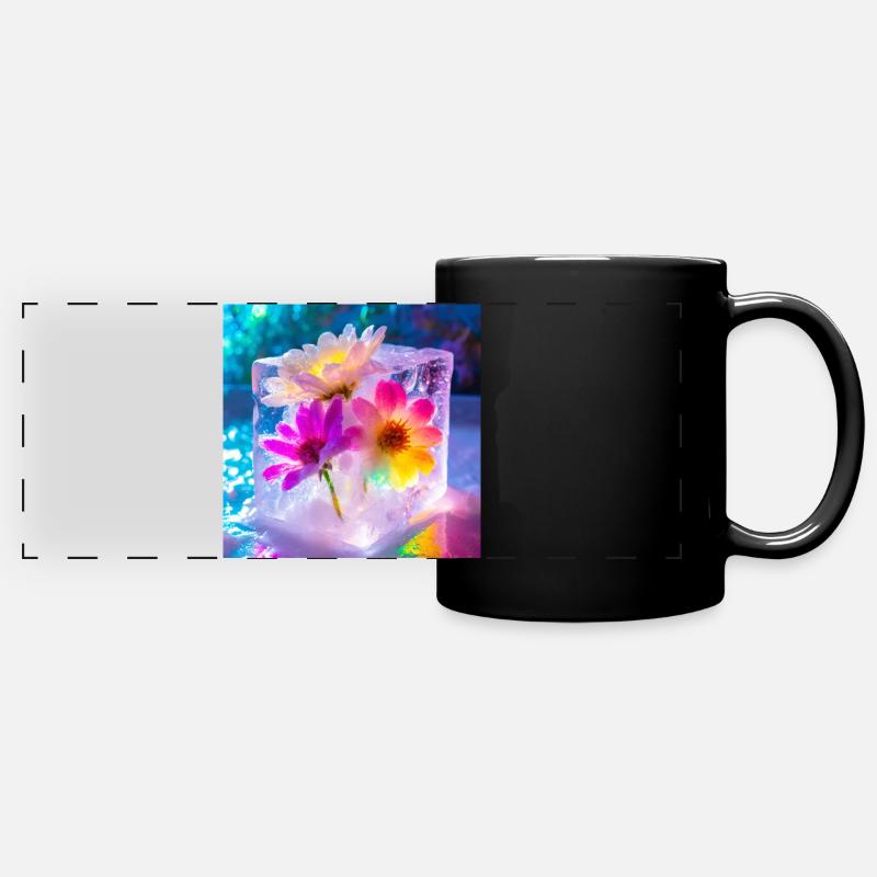Blumen im Eis - Full Colour Panoramic Mug - black