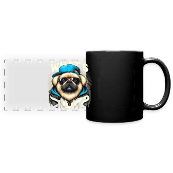 Pekingese Was geht ab Löwenhund Hund Geschenk - Panorama-Tasse farbig - Schwarz - Vorne