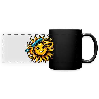 Sonne - Panorama-Tasse farbig - Schwarz - Vorne