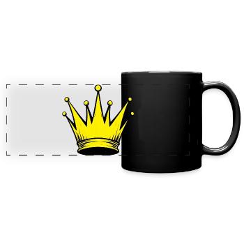 Couronne dorée - Mug panoramique uni - noir - Devant