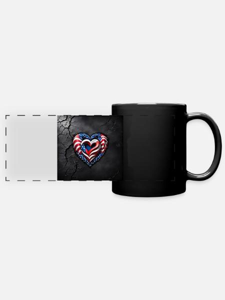 Das Herz - Panorama-Tasse farbig - Schwarz