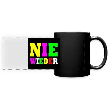 Nie wieder - Panorama-Tasse farbig - Schwarz - Vorne