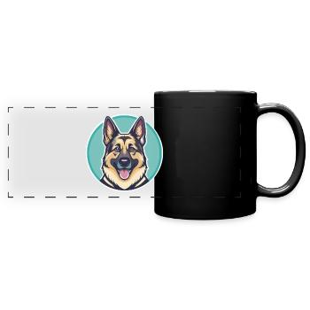 Deutscher Schafpudel Hunderasse Karikatur Kawaii - Panorama-Tasse farbig - Schwarz - Vorne