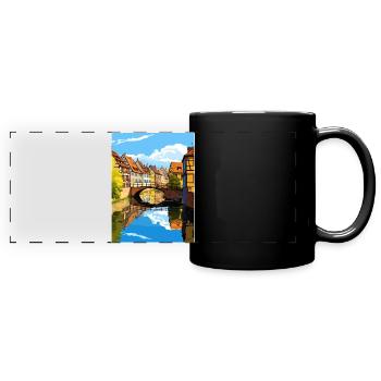 Colmar France Travel Poster Souvenir Painting WPA - Full Colour Panoramic Mug - black - Front