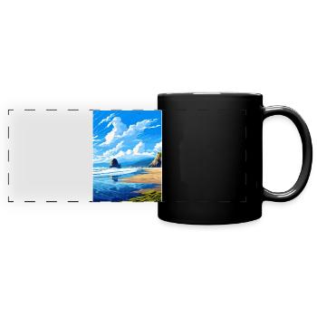 Cannon Beach Oregon Affiche de voyage vintage souvenir - Mug panoramique uni - noir - Devant
