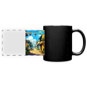 Hoi An Vietnam Travel Poster Souvenir Painting WPA - Full Colour Panoramic Mug - black - Front