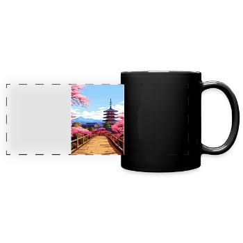 Kyoto Japon Affiche de voyage Souvenir Carte Postale Peinture - Mug panoramique uni - noir - Devant