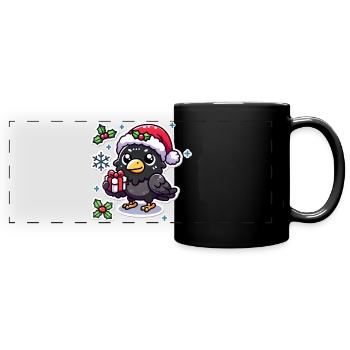 Méfait festif du corbeau - Mug panoramique uni - noir - Devant