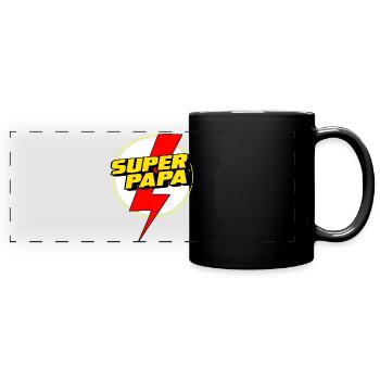 Super-Papa - Panorama-Tasse farbig - Schwarz - Vorne
