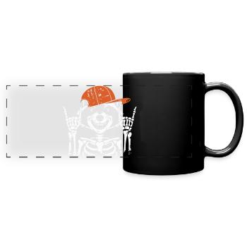 Cool Skeleton with Orange Hat - Full Colour Panoramic Mug - black - Front