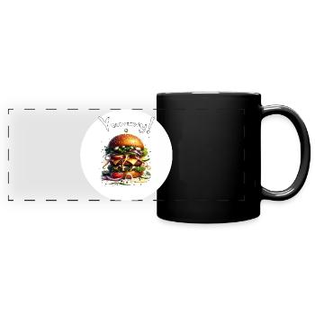 Yummy Burger Kunst - Panorama-Tasse farbig - Schwarz - Vorne
