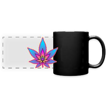Cannabisblatt - Hanfblatt - Marihuana - Panorama-Tasse farbig - Schwarz - Vorne