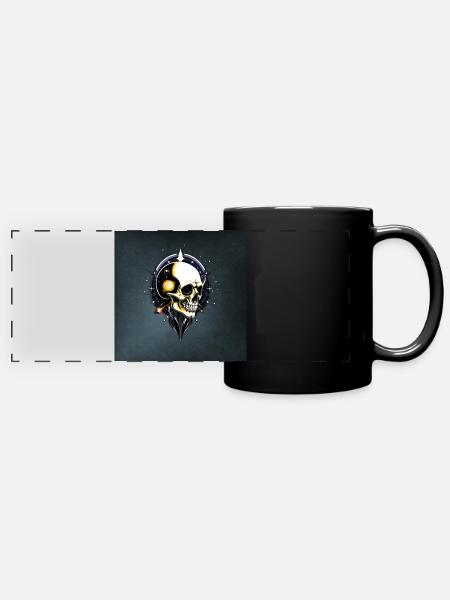 Cartoon-Knochen: - Panorama-Tasse farbig - Schwarz