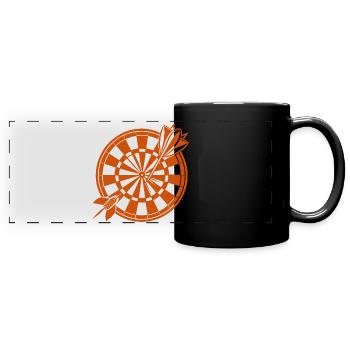 Geschenk Spruch Darts Wurfspieß Sport Geschenkidee - Panorama-Tasse farbig - Schwarz - Vorne