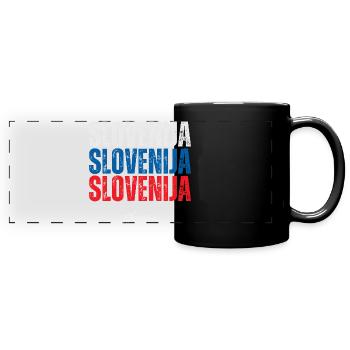Flagge von Slowenien, slowenischer Stolz - Panorama-Tasse farbig - Schwarz - Vorne