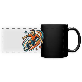 Conception dynamique de joueur de football debout - Mug panoramique uni - noir - Devant