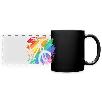 Lebendiger Fahrrad-Kunstdruck - Panorama-Tasse farbig - Schwarz - Vorne