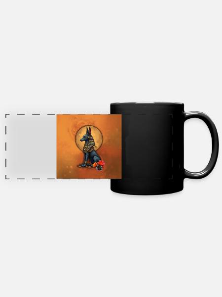 Anubis im Mondlicht. - Panorama-Tasse farbig - Schwarz