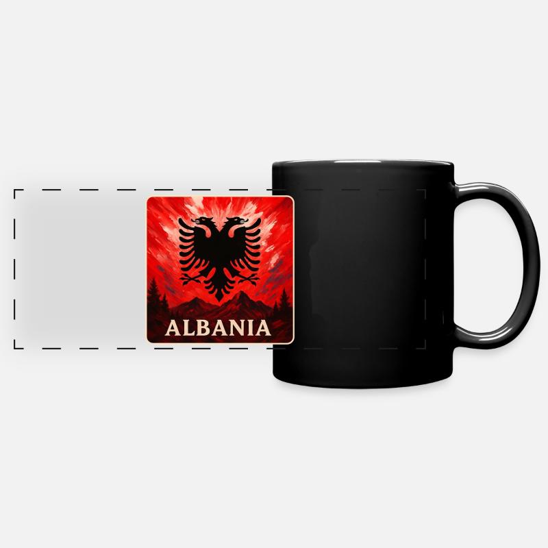 Albanie Double Eagle Design - Mug panoramique uni - noir