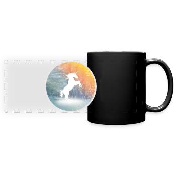 Mystical unicorn in the enchanted forest - Full Colour Panoramic Mug - black - Front