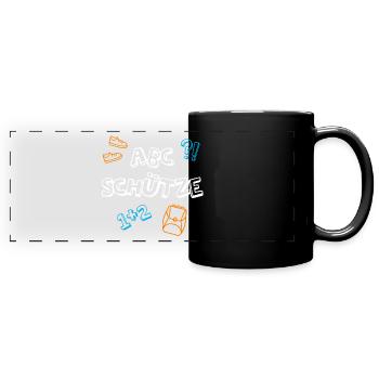 Abc-Schütze Schulanfänger Ranzen Schüler 1.Klasse - Panorama-Tasse farbig - Schwarz - Vorne