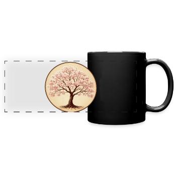 Delicate cherry blossom tree - Full Colour Panoramic Mug - black - Front