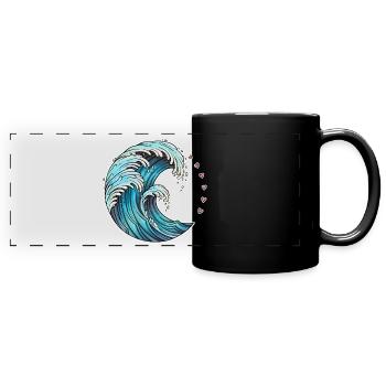 Dynamic Wave Art Illustration - Full Colour Panoramic Mug - black - Front