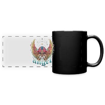 Ange céleste aux ailes multicolores - Mug panoramique uni - noir - Devant