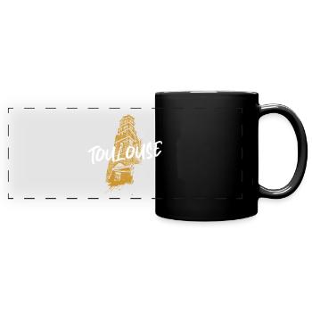Duotone illustration Toulouse Saint-Nicolas church - Full Colour Panoramic Mug - black - Front