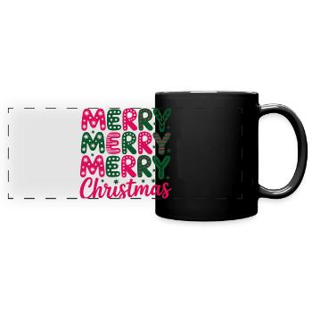 Retro Neon Weihnachtslord Design - Panorama-Tasse farbig - Schwarz - Vorne