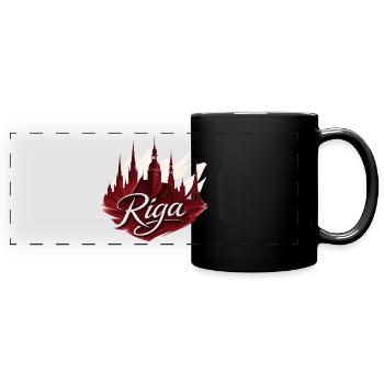 Riga Hauptstadt Lettland Baltikum Geschenk - Panorama-Tasse farbig - Schwarz - Vorne