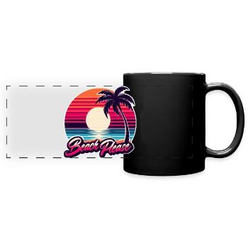 Beach Sunset Beach Please - Full Colour Panoramic Mug - black - Front