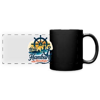 Hamburg Mein Heimathafen Stadt Silhouette Geschenk - Panorama-Tasse farbig - Schwarz - Vorne