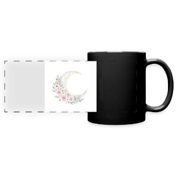 Mondblütenkranz - Panorama-Tasse farbig - Schwarz - Vorne