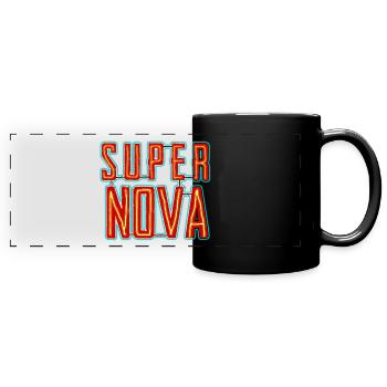 Super Nova Neon Schriftzug - Panorama-Tasse farbig - Schwarz - Vorne