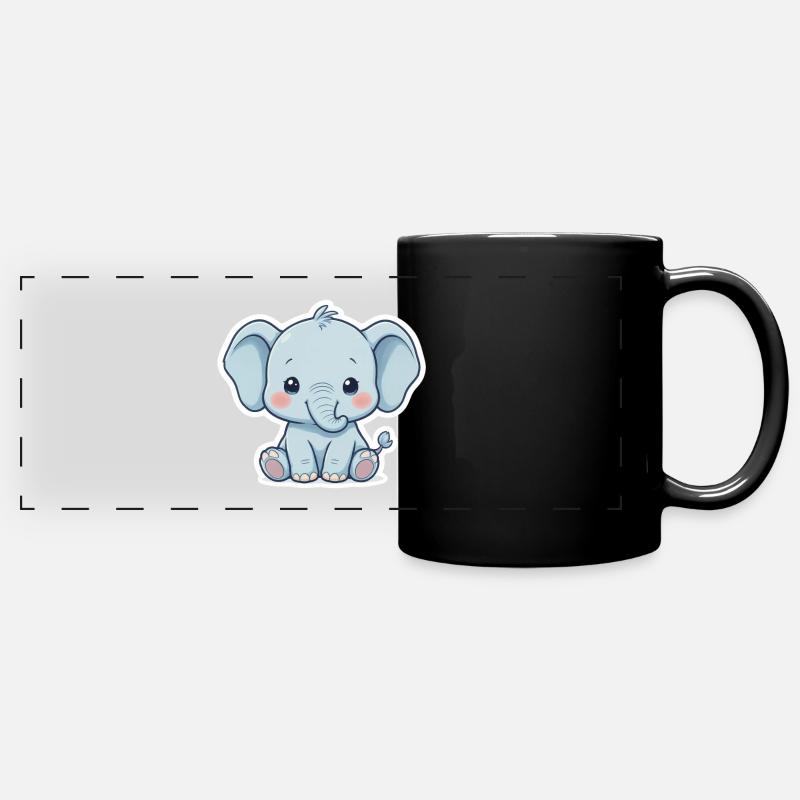 Blauer Baby Elefant Aufkleber - Panorama-Tasse farbig - Schwarz