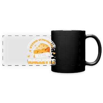 Live On Love And Raclette Lustiges Geschenk - Panorama-Tasse farbig - Schwarz - Vorne