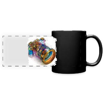 Digitalkamera als CAD-Design Blaupause - Panorama-Tasse farbig - Schwarz - Vorne