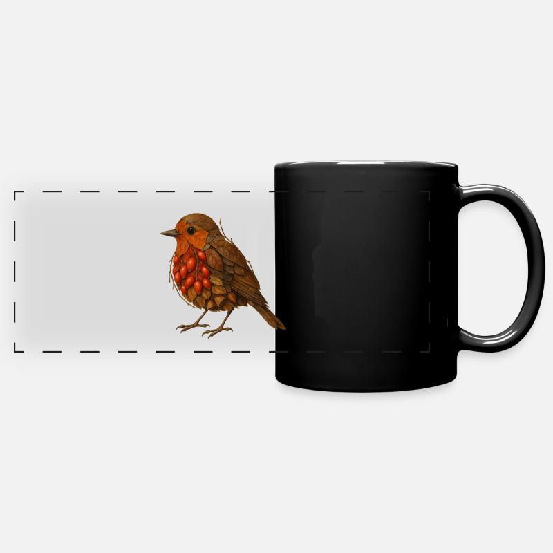 L’illustration de Robin dans le design de la nature - Mug panoramique uni - noir