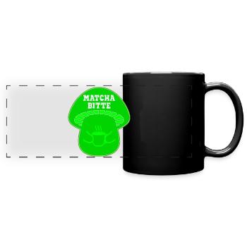 CHAMPIGNONS AU THÉ MATCHA - Mug panoramique uni - noir - Devant