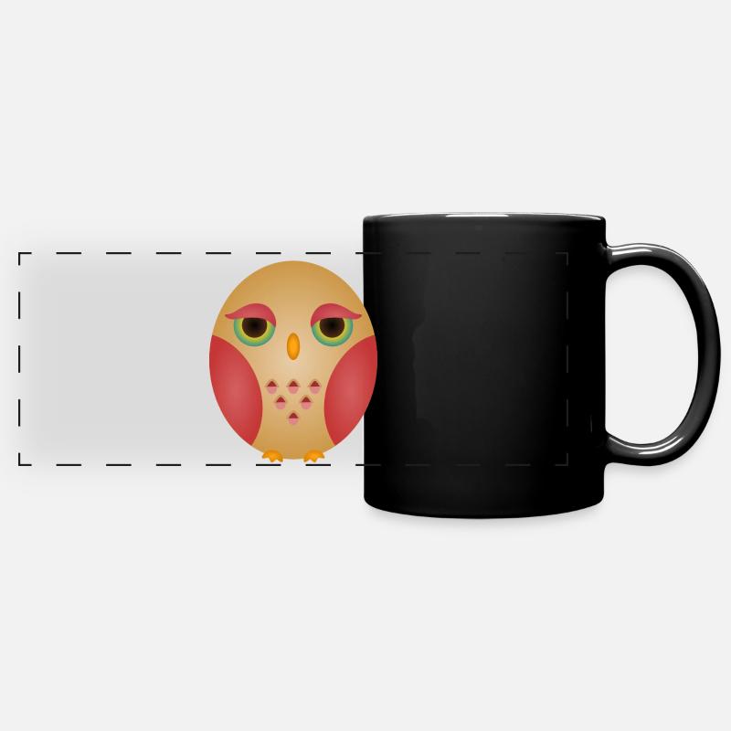 Visage de hibou dégradé dans des tons confortables - Mug panoramique uni - noir